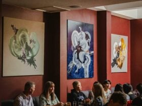 main dining, artworks by local artist John Wren