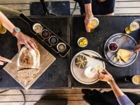 cheese plus bread plus beer to share