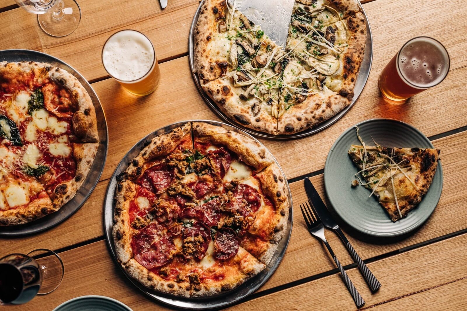 A selection of pizzas