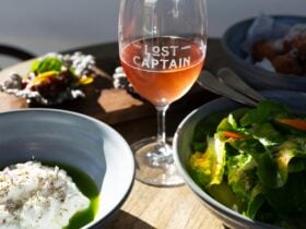 lost captain wine, gardners bay farm greens, beef tartare