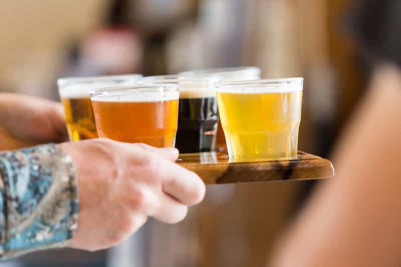 Craft beer flight at Seven Sheds brewery