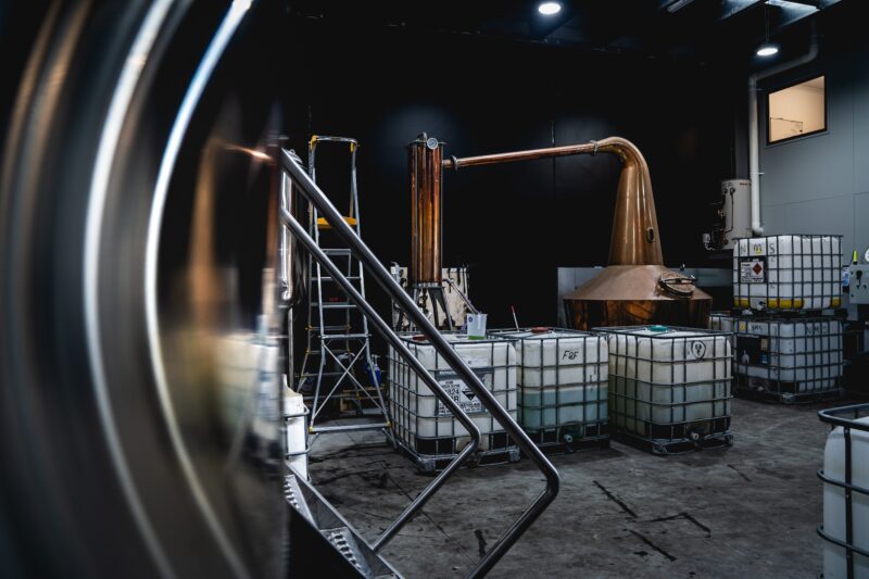 Distillery showing copper still