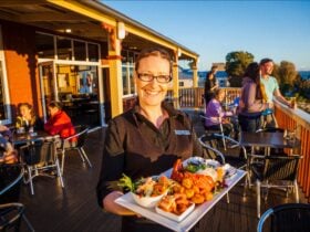 seafood platter on the deck in the sun Stanley Hotel