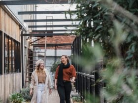 People walking outside Mad Apple cafe in Launceston, Tasmania