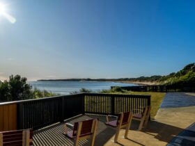 Seated area looking out on the beach views.