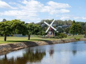 Windmill over dam