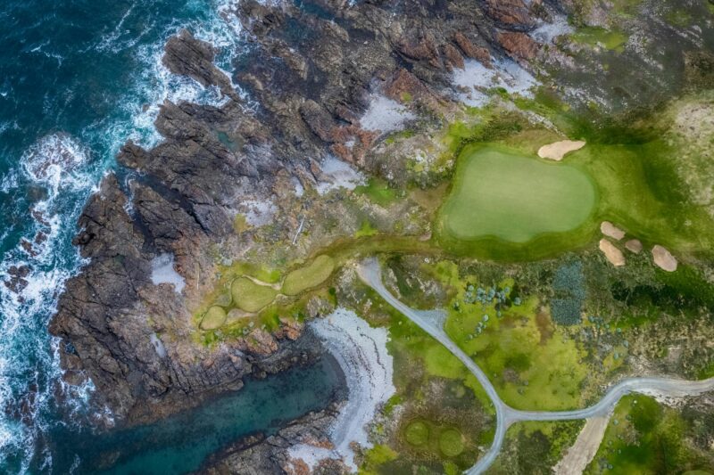 Aerial view of Ocean Dunes golf course and coastline