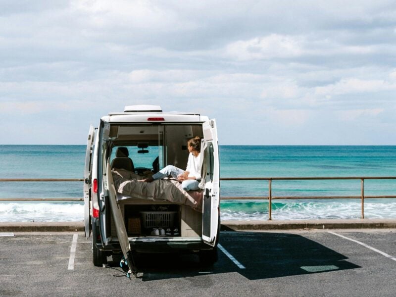 Back of vehicle opened, ocean views