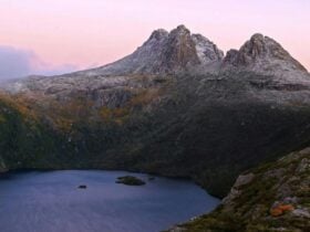 Cradle Mountain snow capped peak
