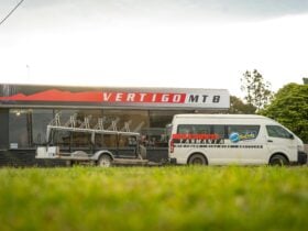 Vertigo Shuttle bus in front of Vertigo St Helens store