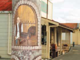 Artwork on the light poles in the main street of Lilydale
