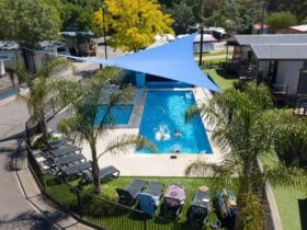 Outdoor solar heated swimming pool