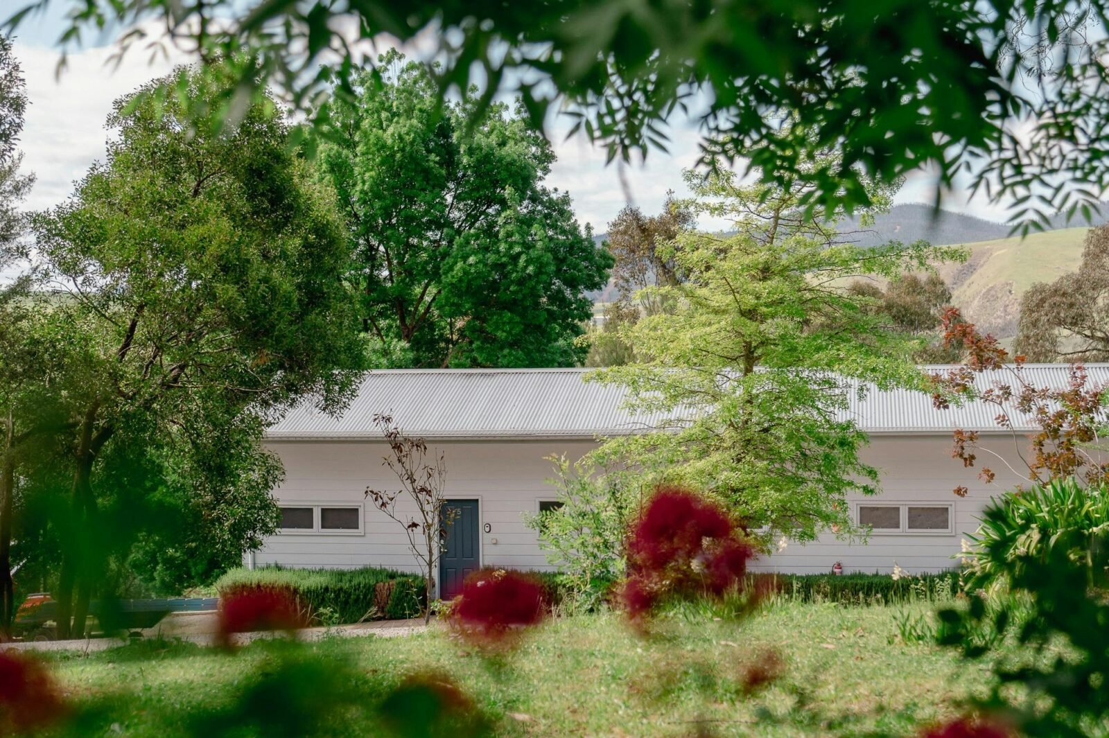 motel units with garden in front