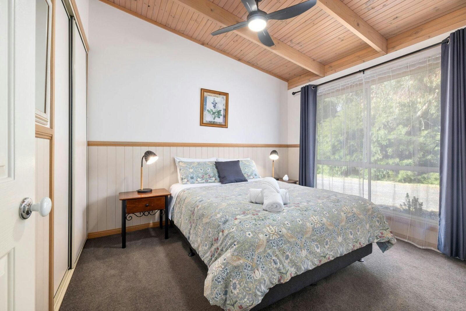 a bedroom with a large bed
