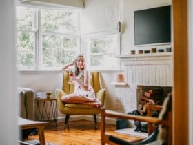 sitting in lounge in the sun