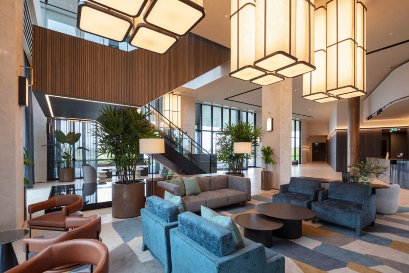 Lobby lounge area of hotel