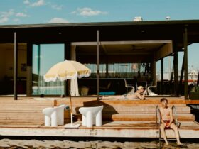 People lounging on the deck