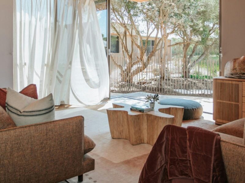 Eco Lodge interior with sofa