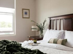 queen bedroom upstairs with private ensuite