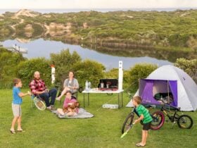 Playing Tennis at Yambuk Lake Caravan Park