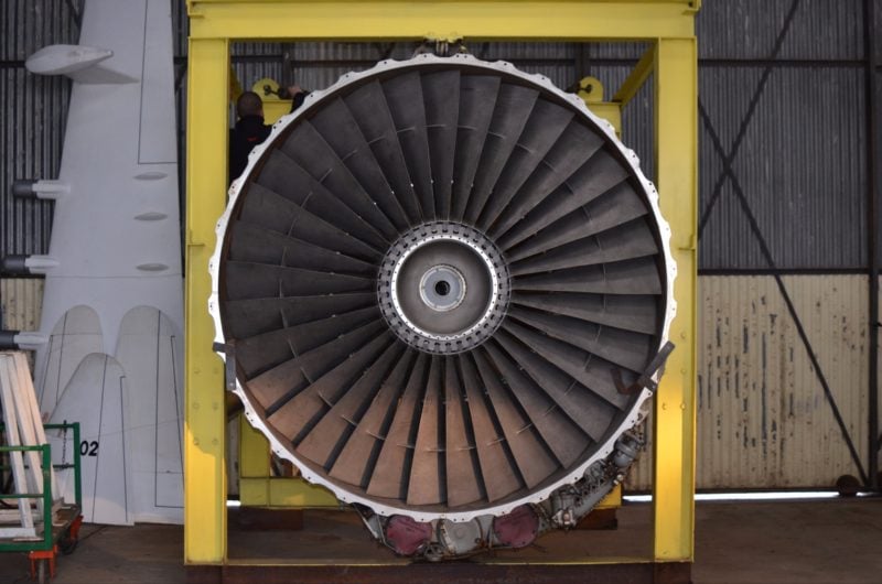 747 engine located in hangar 8