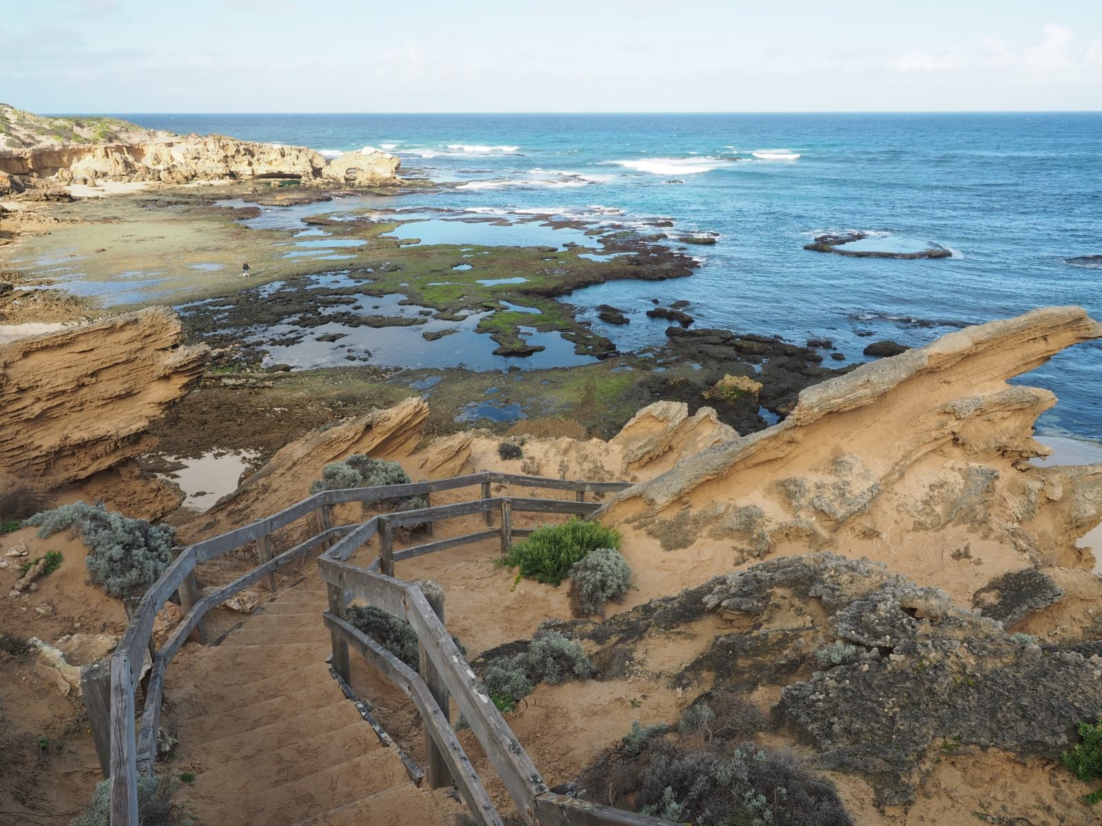 Stairs heading down to Bridgewater Bay beach