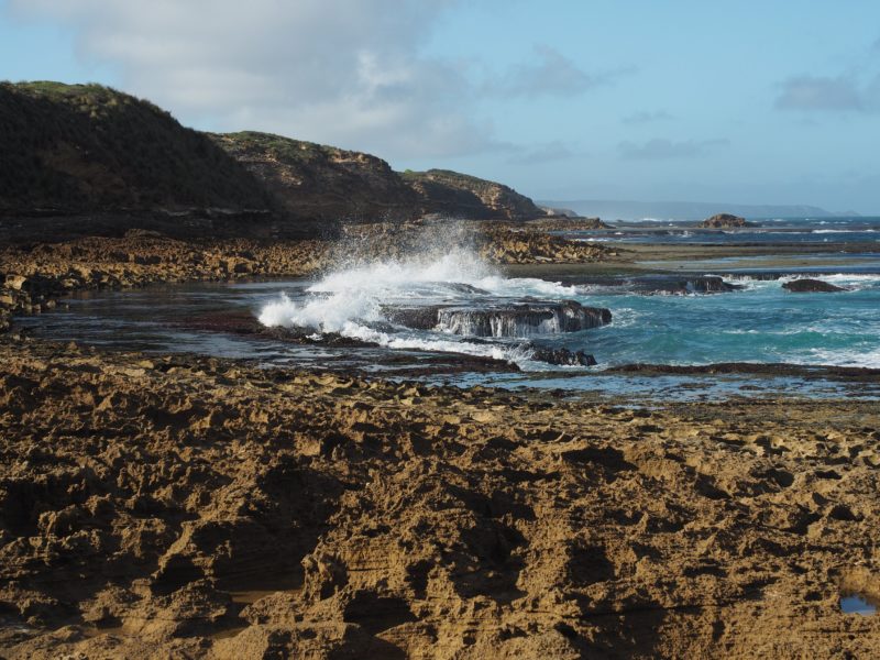 Rock ledges at Dimmicks Beach