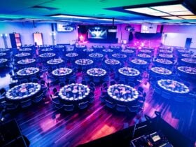 main room set for event