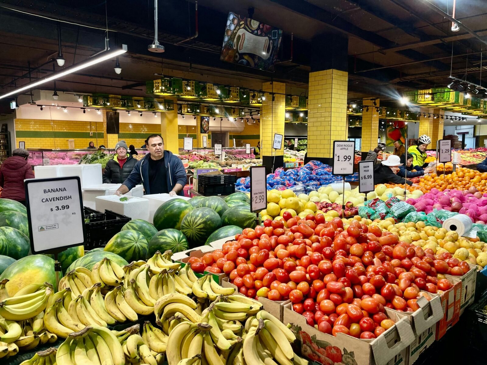 An array of colourful fruit and vegetables on display