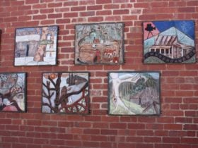 High Country Huts ceramic murals