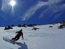 Back country skiing at Mt Stirling