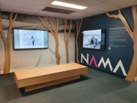 Museum Gallery with two screens and bench seat