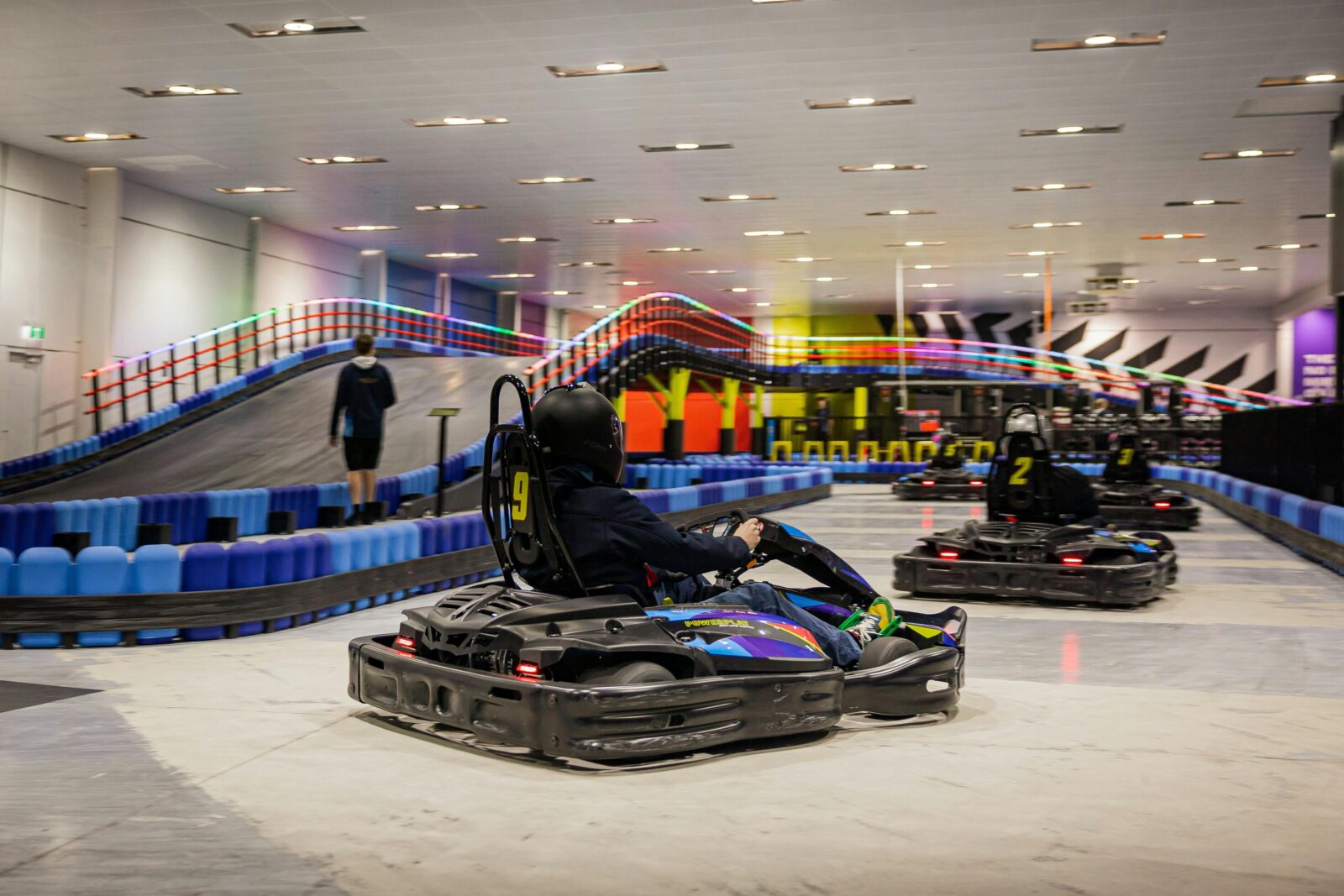Karts racing on track at PowerPlay Moorabbin