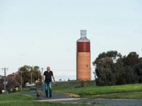 On your walk you will go past the iconic Rutherglen Wine Bottle