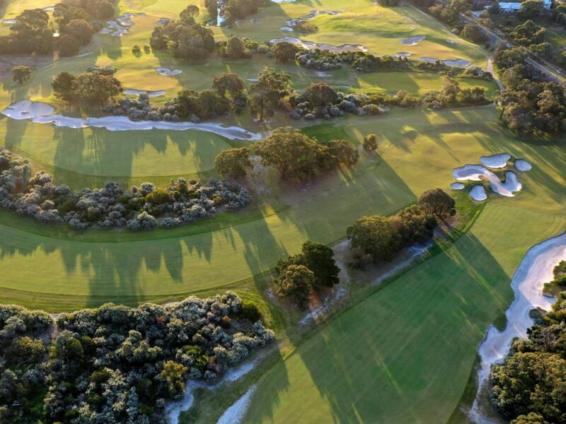 Aerial view of Sandy Golf Links