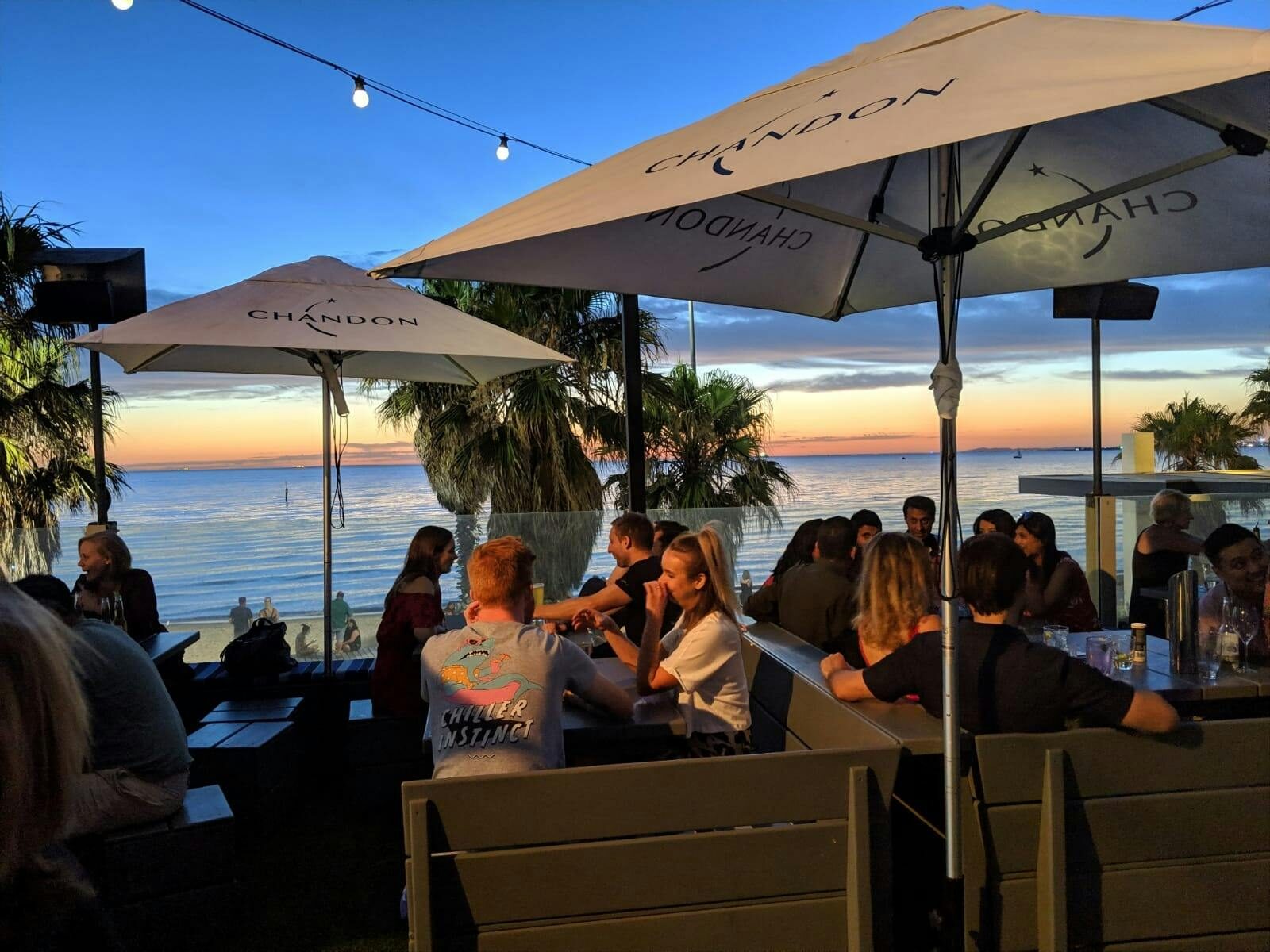 Cocktails inside or outside on the iconic St Kilda Beach Bar