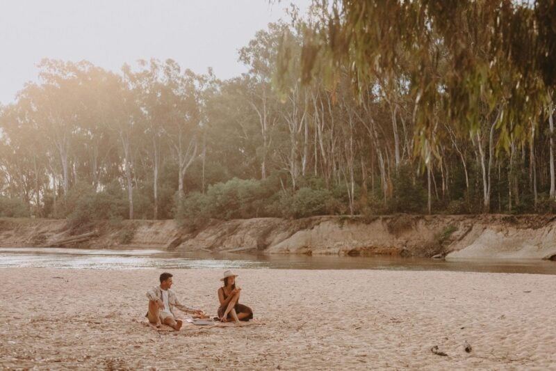 Couple enjoying a picnic at Thompson