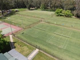 aerial view of tennis courts