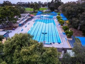 an aerial photo of Werribee Outdoor Pool showing swimming lanes