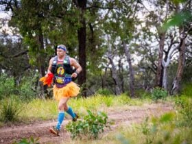 Active wear includes tutus at Afterglow Night Trail Run