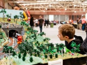 Admiring the displays at Bendigo Bricks