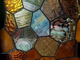 Leadlight mirrors on vase