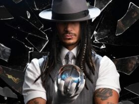 Cosentino posing with a crystal ball.