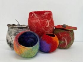 Colourful felt vases