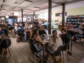 Customers enjoying dinner at Grant St Grocer
