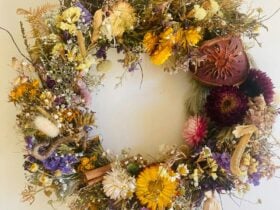 Christmas wreath made from dried Australian native flowers
