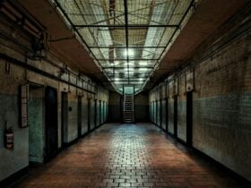 a row of cell blocks in the east wing of the geelong gaol