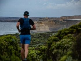 Nearing the finish line of the Great Ocean Trail Ultra