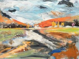 Flowlines 5, 2024, acrylic on canvas by Kim Passalaqua