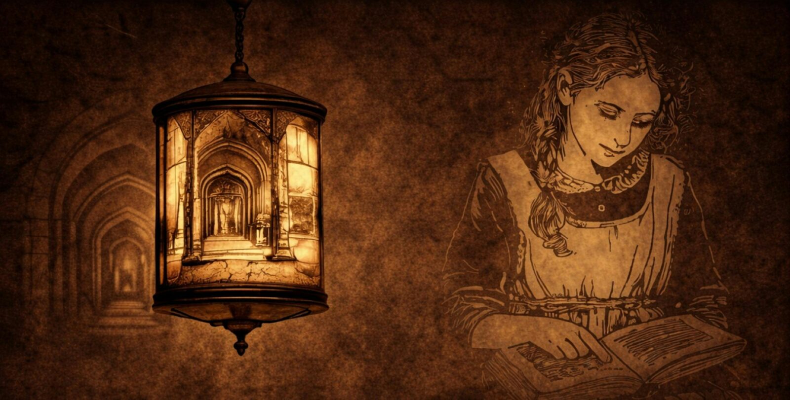girl redaing by lamplight